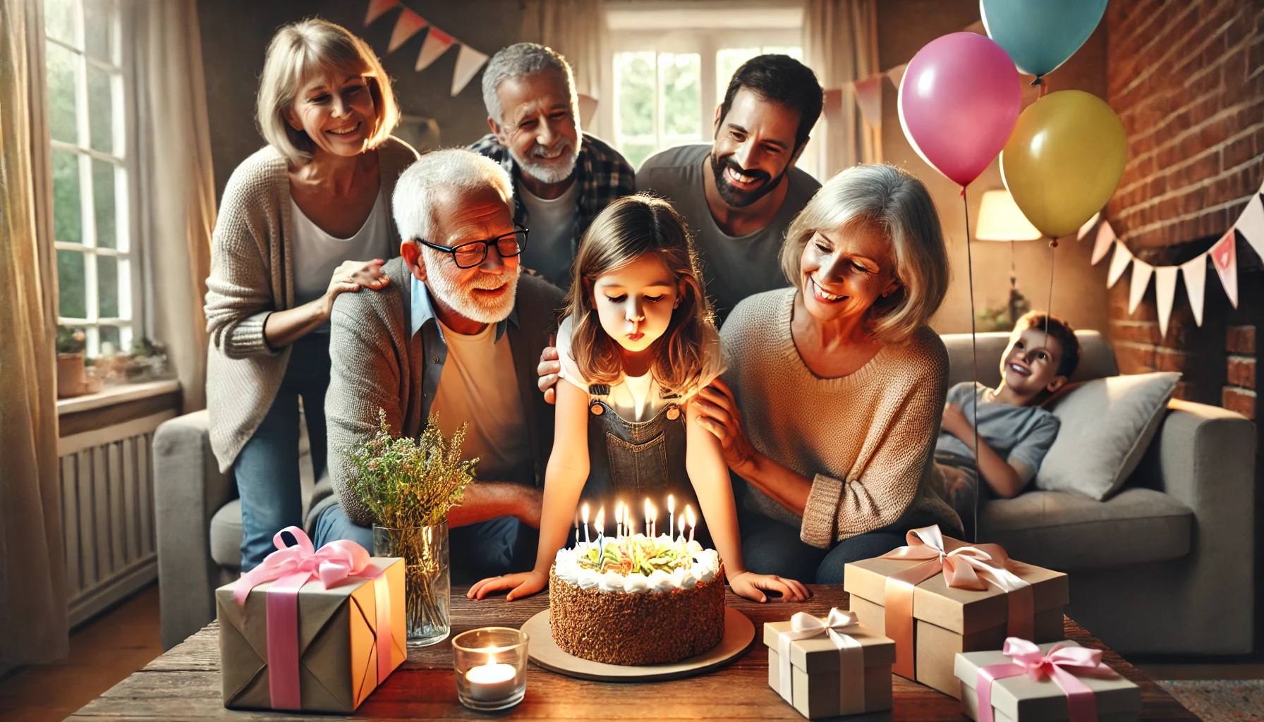 oung grandchild celebrating birthday at home with grandparents – birthday wish for grandchild moment