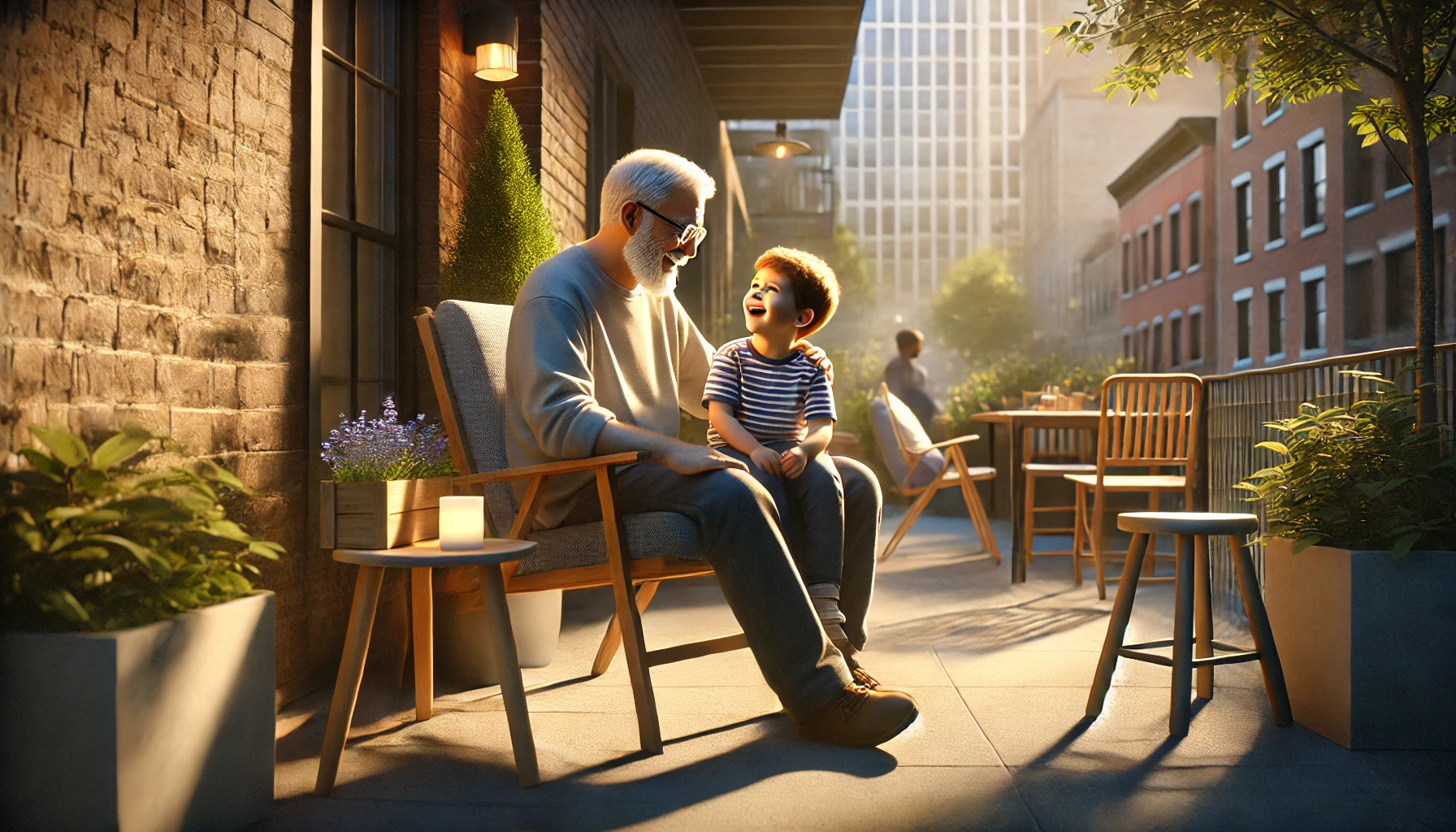 Child giving Abuelo a handmade “Te quiero” card.