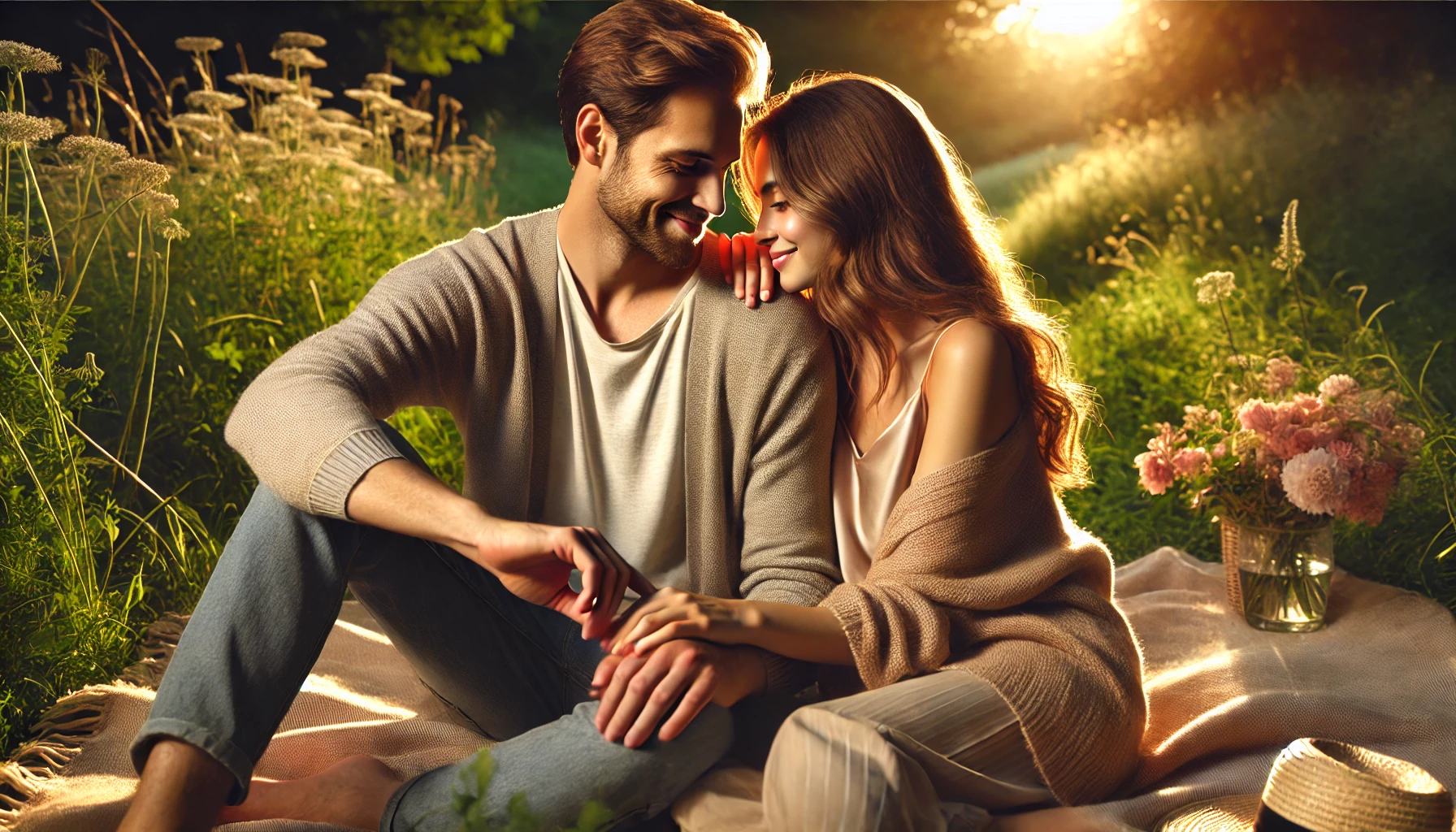 Couple holding hands at sunset during an anniversary walk