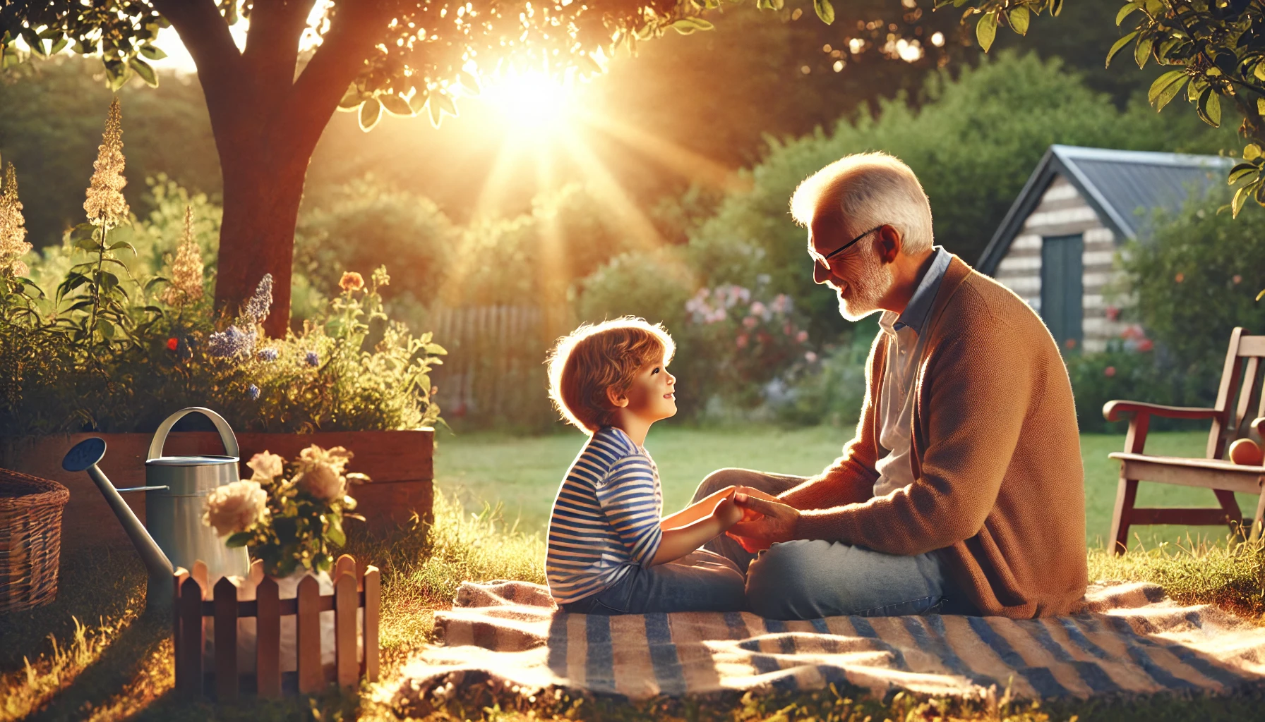 Child hugging Nonno while sitting on his lap – pure joy and connection.
