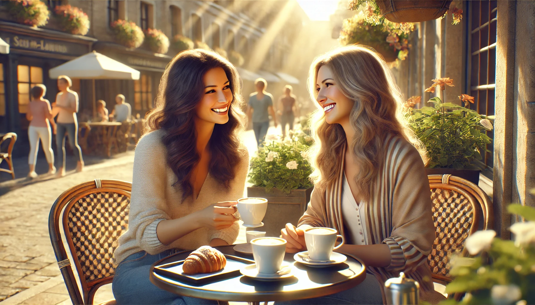 Two sisters-in-law laughing together