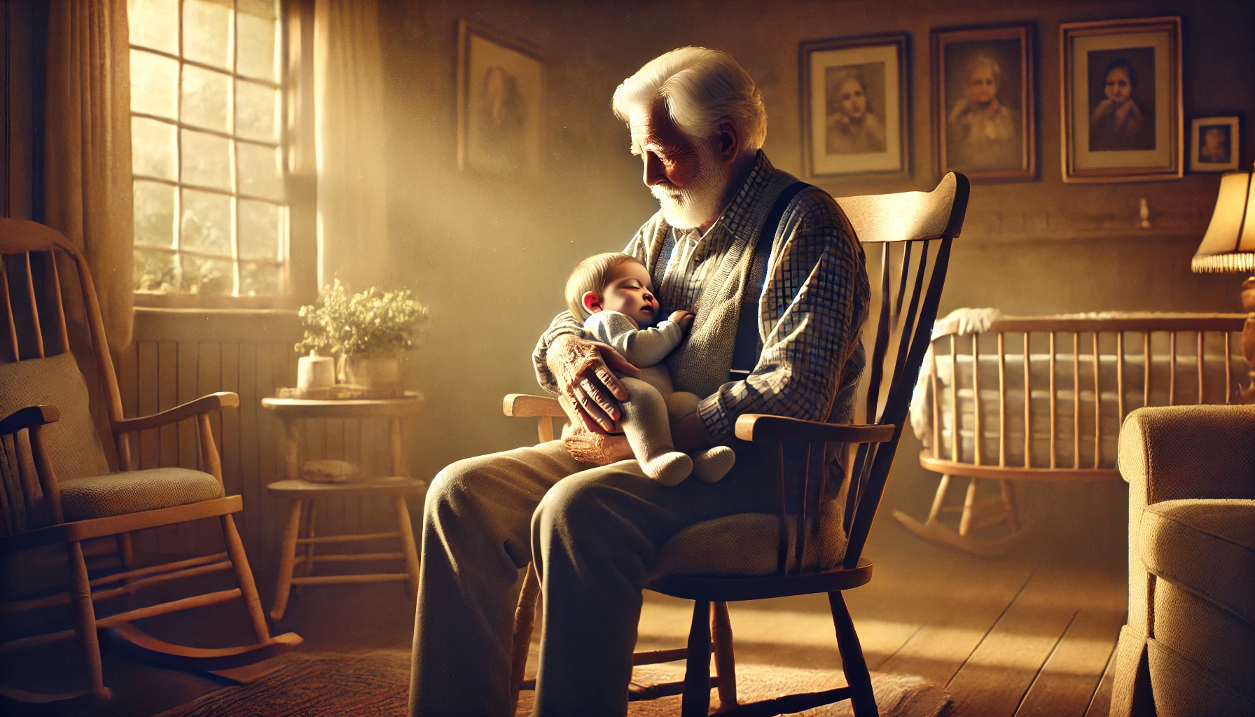 Older man holding little boy