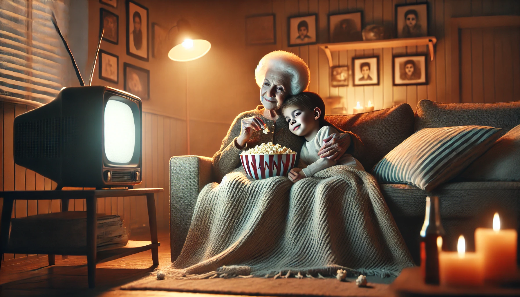 reat-grandmother holding her great-grandchild and smiling gently