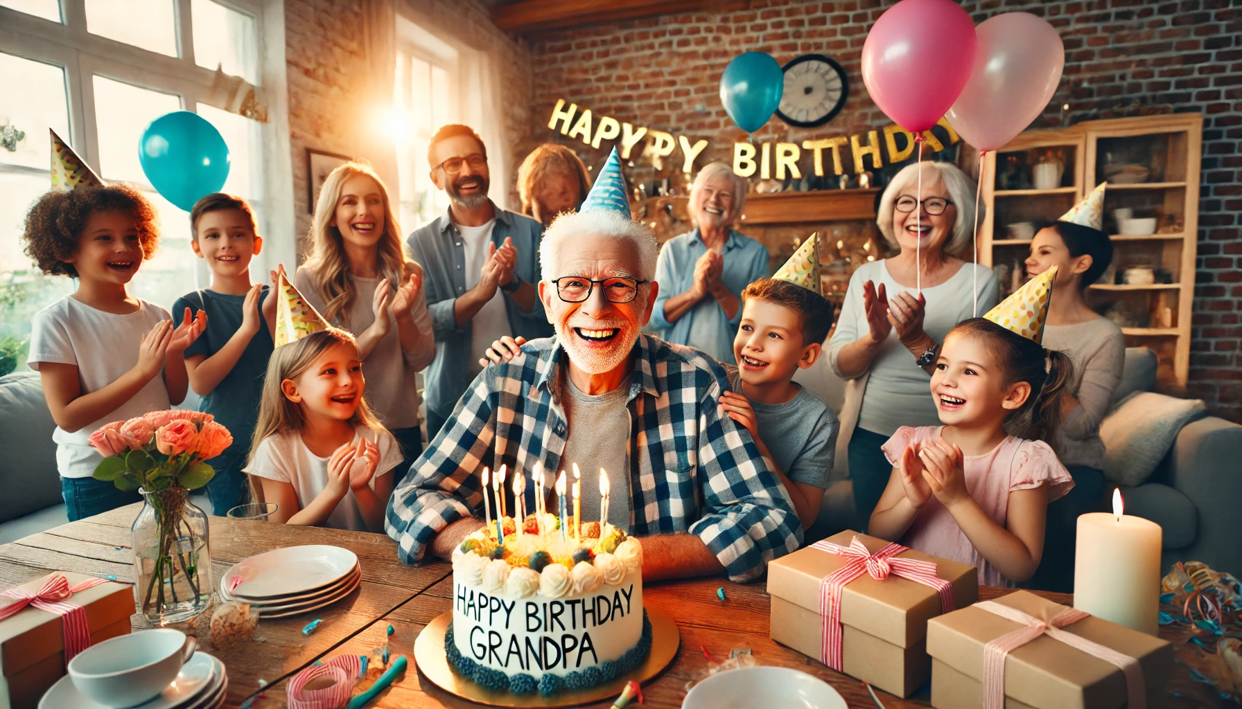 A joyful elderly man sitting comfortably in a sunny room, smiling warmly – perfect for a post about "I love you Pawpaw quotes".