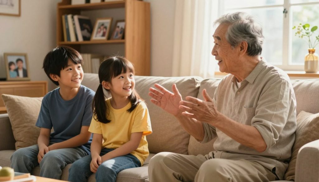 grandchildren and grandparents storytelling